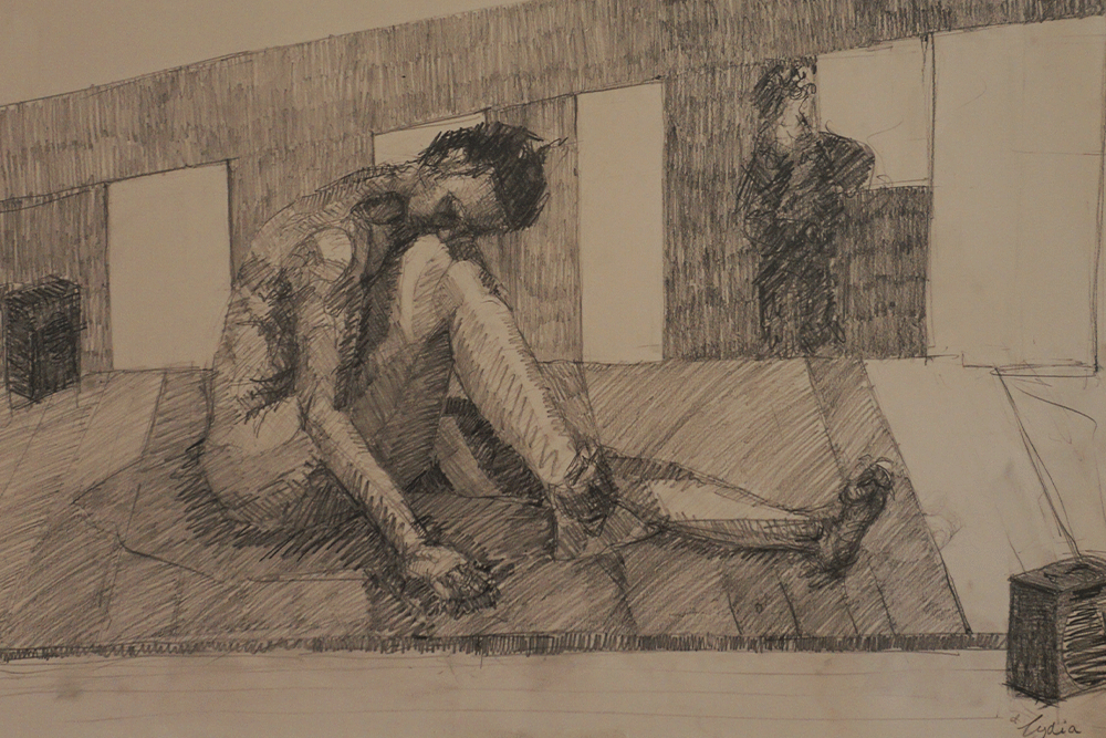 Study of woman in graphite